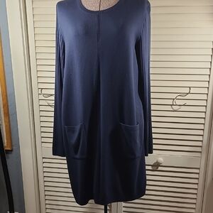Chic Long Sleeve Navy Dress